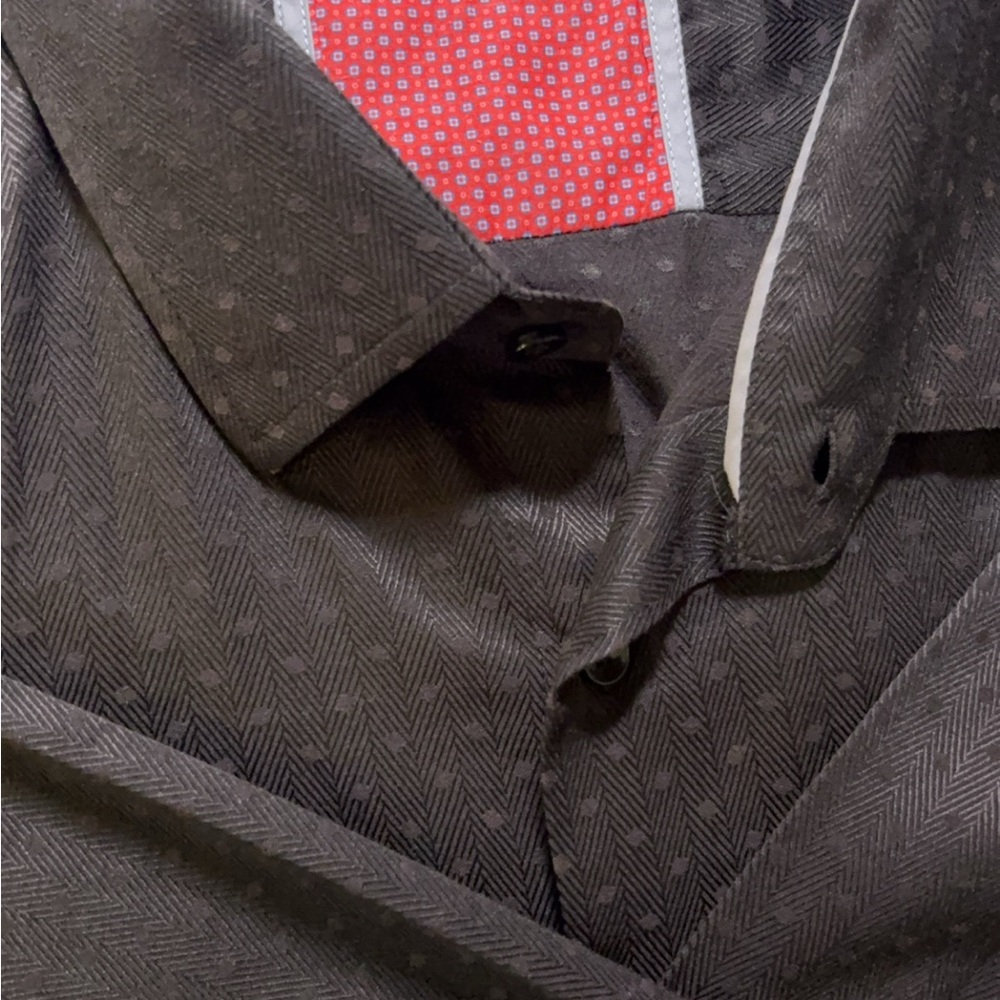 Men's Black Herringbone Dress Shirt - Classic Collar